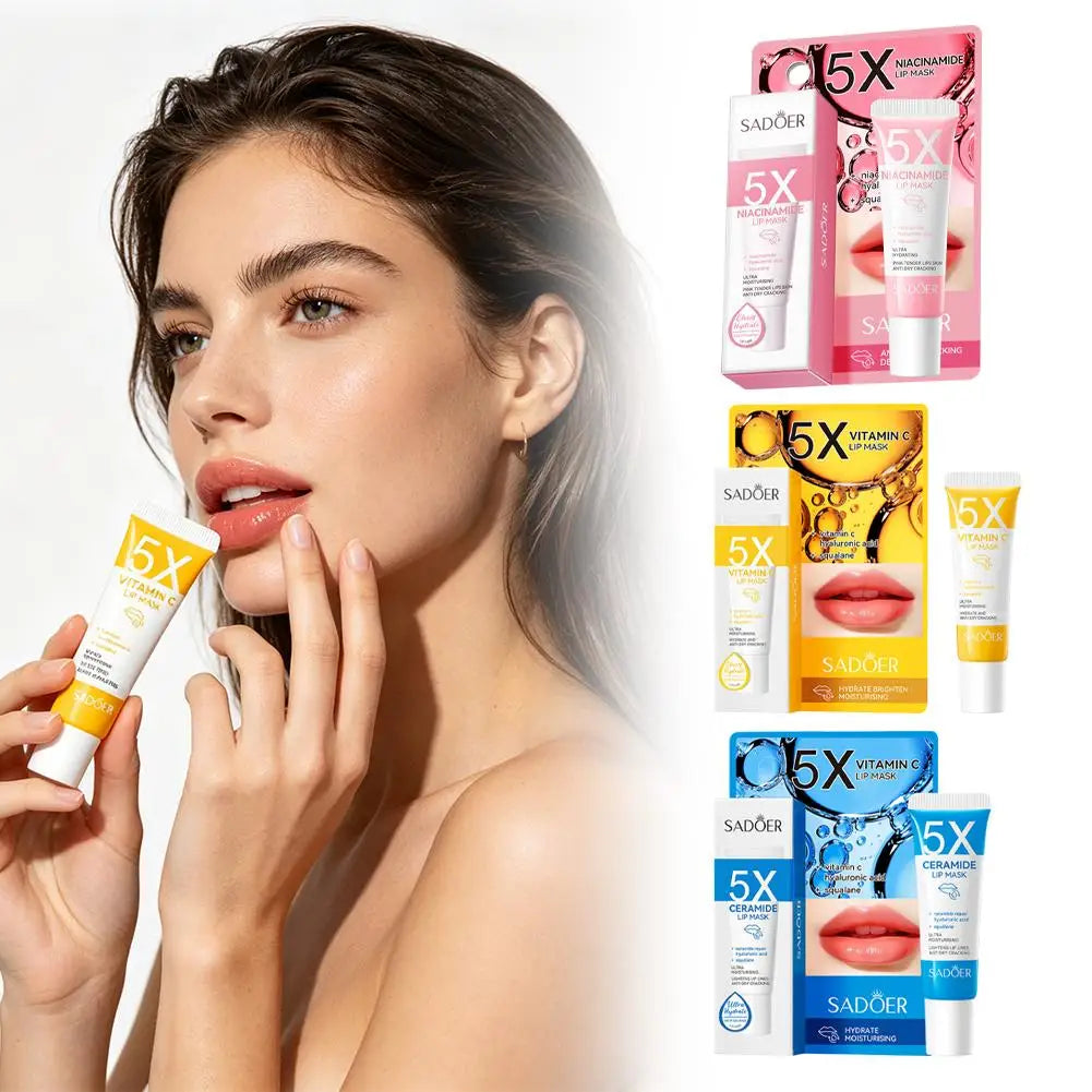 SADOER 5X Niacinamide Lip Mask Hyaluronic Acid Squalane Ultra Hydrating Balm Lip Care Cream Anti Dry Cracking Pink Lips Oasis Select