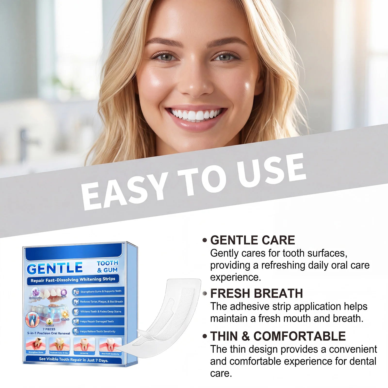 Teeth Whitening Strips Fast Results 7days,Remove Plaque Stain Enamel Safe For Coffee, Tea & Smoking Stains Oral Care Oasis Select