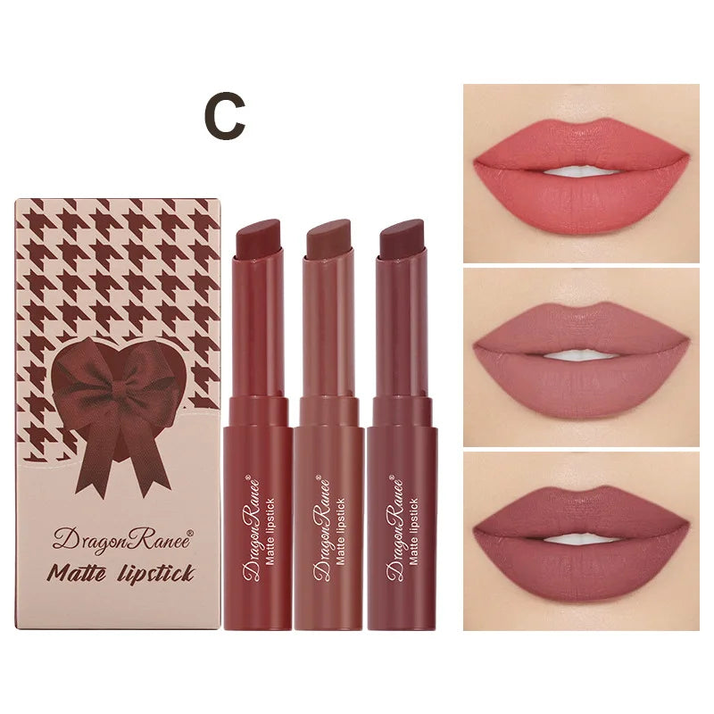 Dragon Ranee Matte Nude Lipstick Pencil Set – 3pc Waterproof
