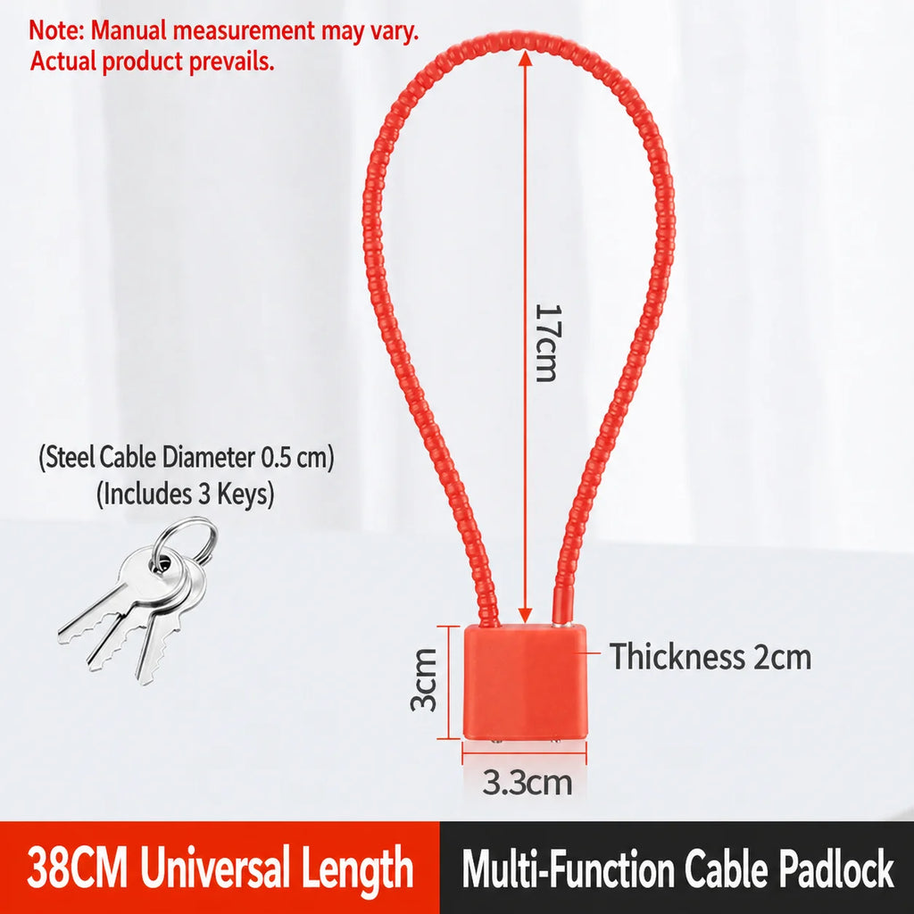 Extension Wire Rope Cable Padlock Cabinet File Cabinet Expansion Padlock Wire Lock Anti-theft Padlock Oasis Select F-Red-Universal