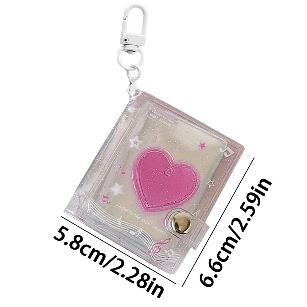 Mini Photo Albums Key Chain Decoration PVC Photos Holder Pockets Accessories For Photos Cards Keychain Pendant Card Holder Oasis Select Hot Pink