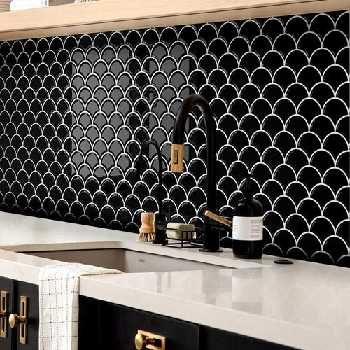 3D Fish Scale Peel & Stick Wall Tiles | Waterproof PVC Sticker Peel & Stick Wall Tile Oasis Select