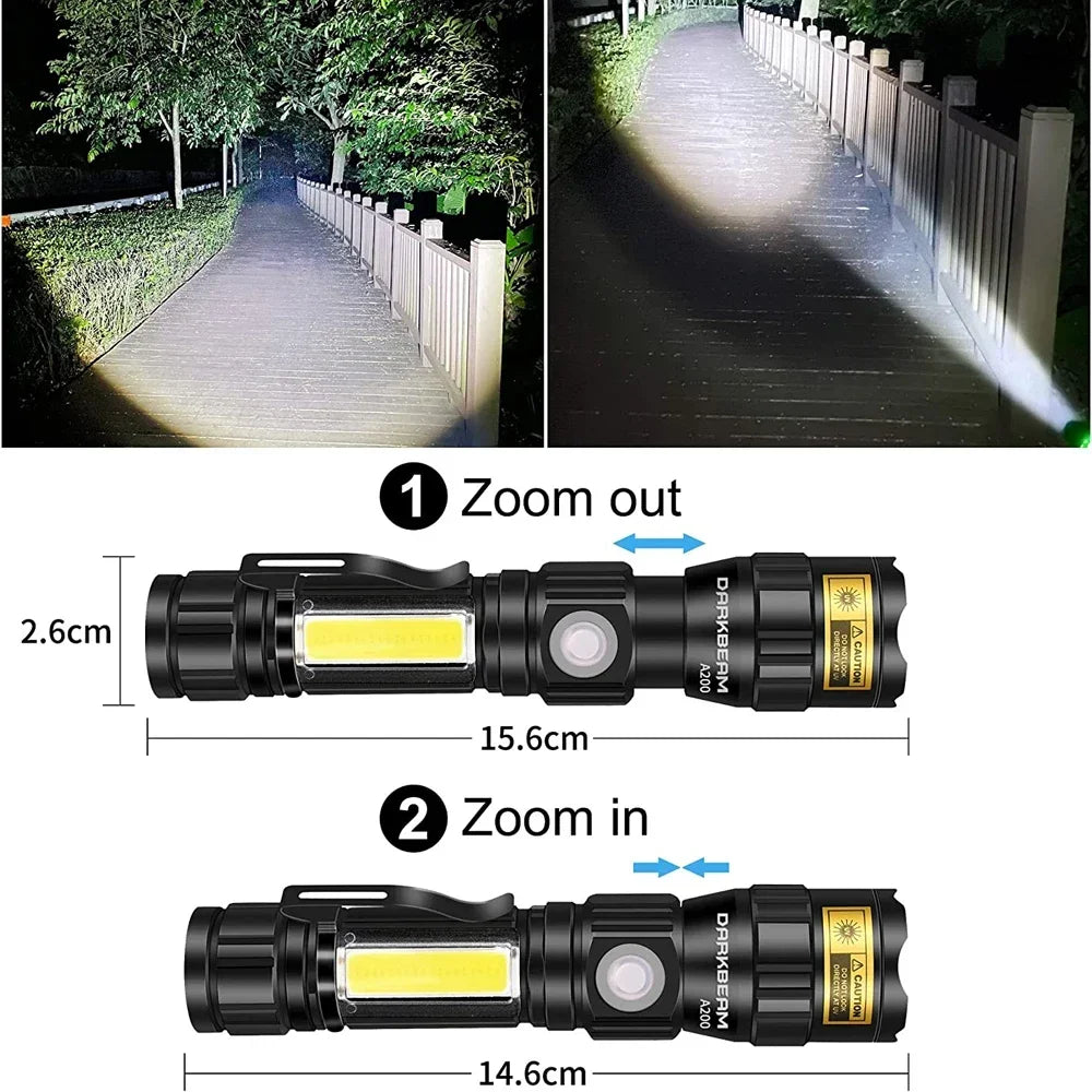 3-in-1 UV LED Flashlight USB Rechargeable 7 Modes 1000 Lumen