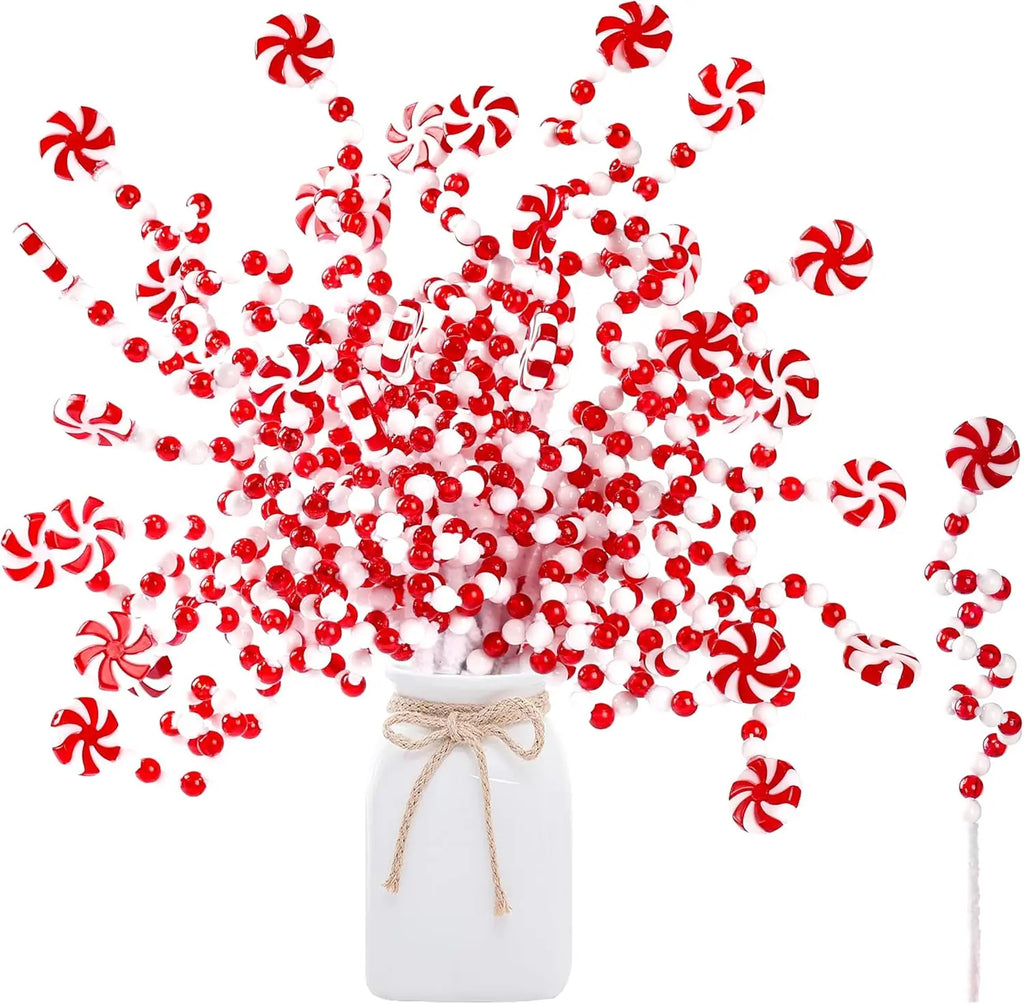 Christmas Candy Cane Curly Picks – Red & White Xmas Ornaments