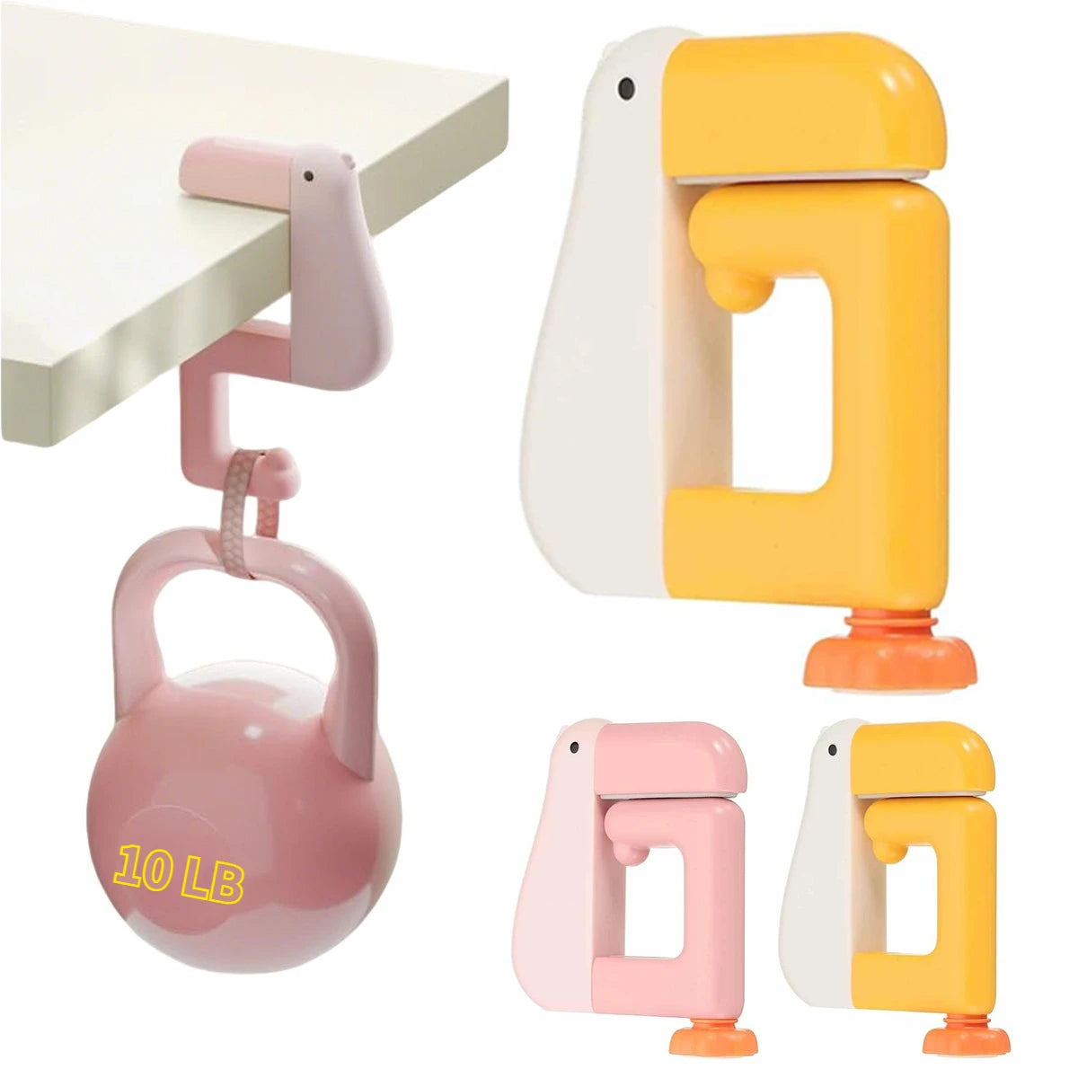 1/2 PCS Cartoon Animal Desk Hook Clamp-On Adjustable Bag Hanger for Purse Backpack Keys No-Drill Organizer for Office Dorm Oasis Select