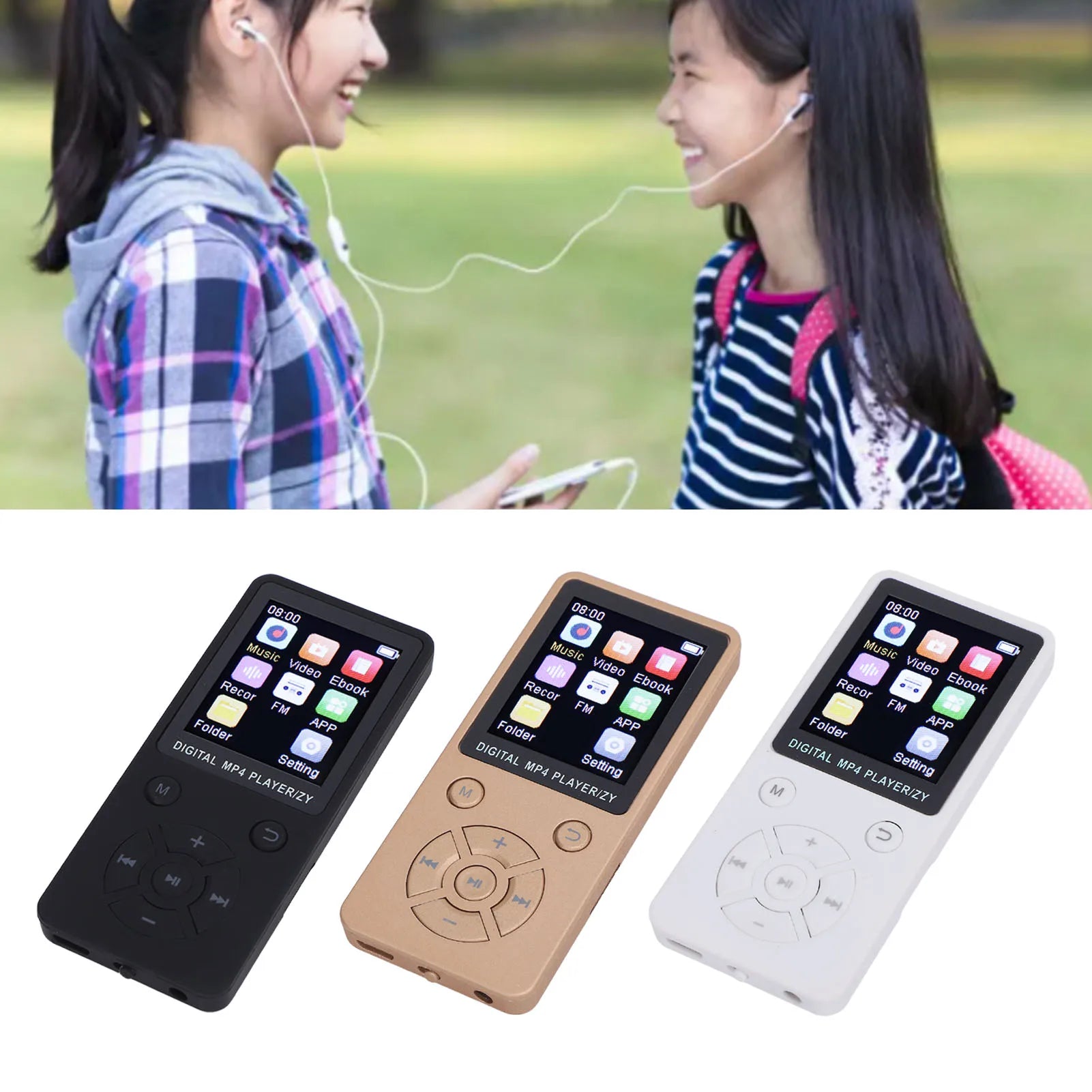 MP43 Player Wireless Hi Fi Sound 5 Hours Playback Electronic Book Reader 1.8 Inch Screen Music Player Bluetooth 5.0 for Running Oasis Select