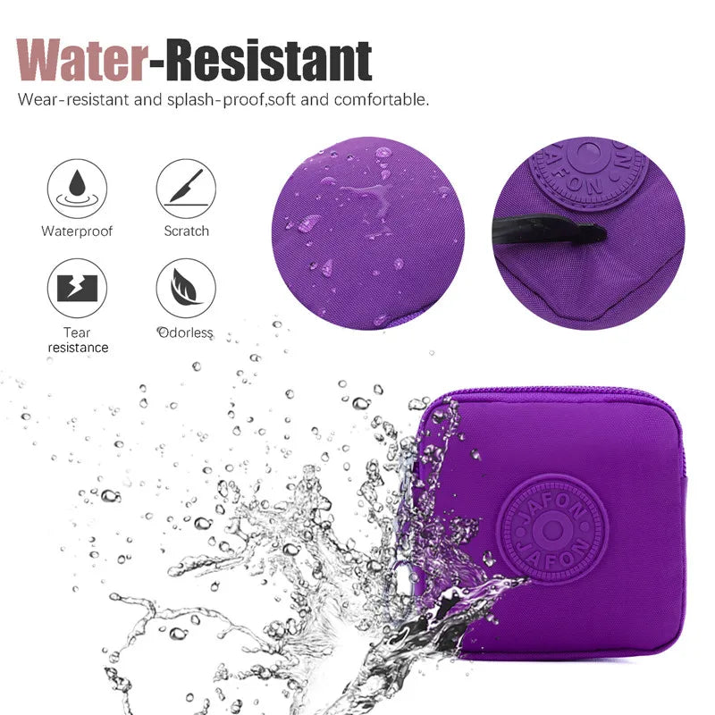 Mini Nylon Waterproof Coin Purses Key Bag Wallets Portable Square Small Card Holder Zipper Zero Wallets Card Bags Headphone Bags Oasis Select