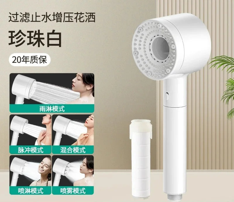 New 5 Modes Shower Head Large Flow Anion Filter Shower High Pressure Water Saving Mixer Shower Nozzle Bathroom Accessories Set Oasis Select Shower Head G