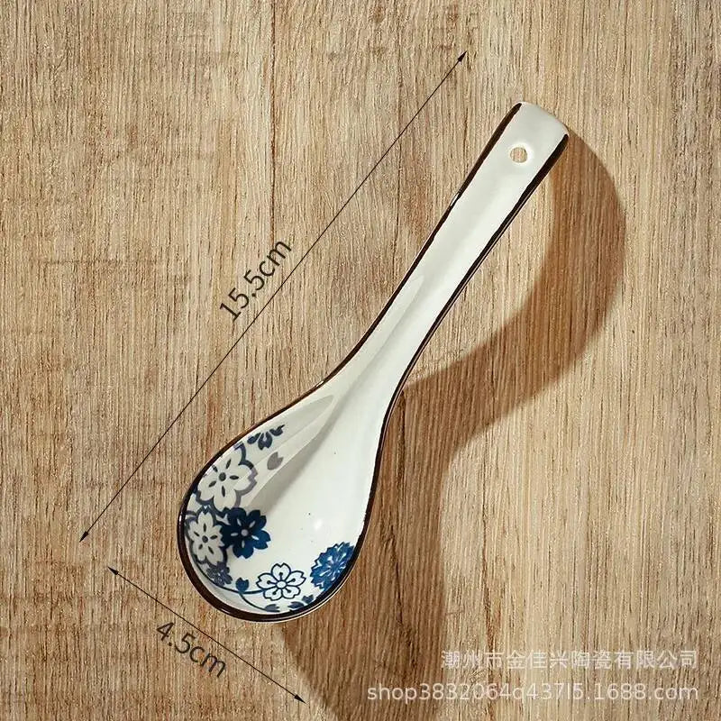 Japanese Blue And White Ceramic Spoon Extended Length For Drinking Soup Kitchen Cooking Utensil Oasis Select 9