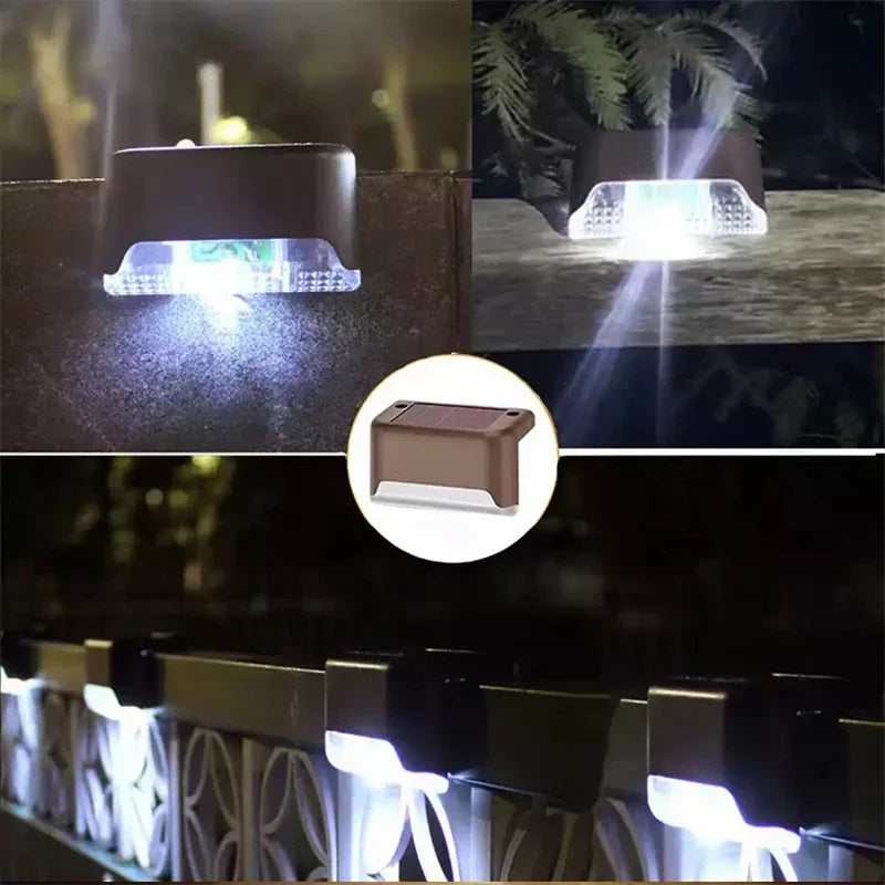 Solar Deck Lights Outdoor Step Lights Waterproof Led Solar Lamp for Railing Stairs Step Fence Yard Patio and Pathway Oasis Select Brown Shell-White 12Pcs