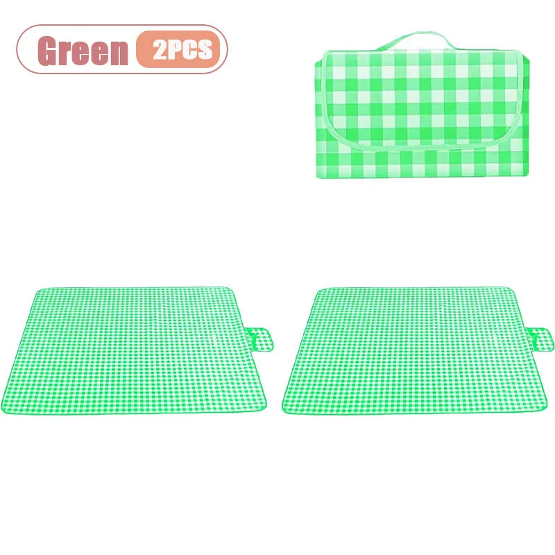 1-2PCS Waterproof Picnic Mat Oversized Thickened Outdoor Camping Blanket Carrying Strap for Beach Park and Hiking Oasis Select Green-2PCS 200X200CM