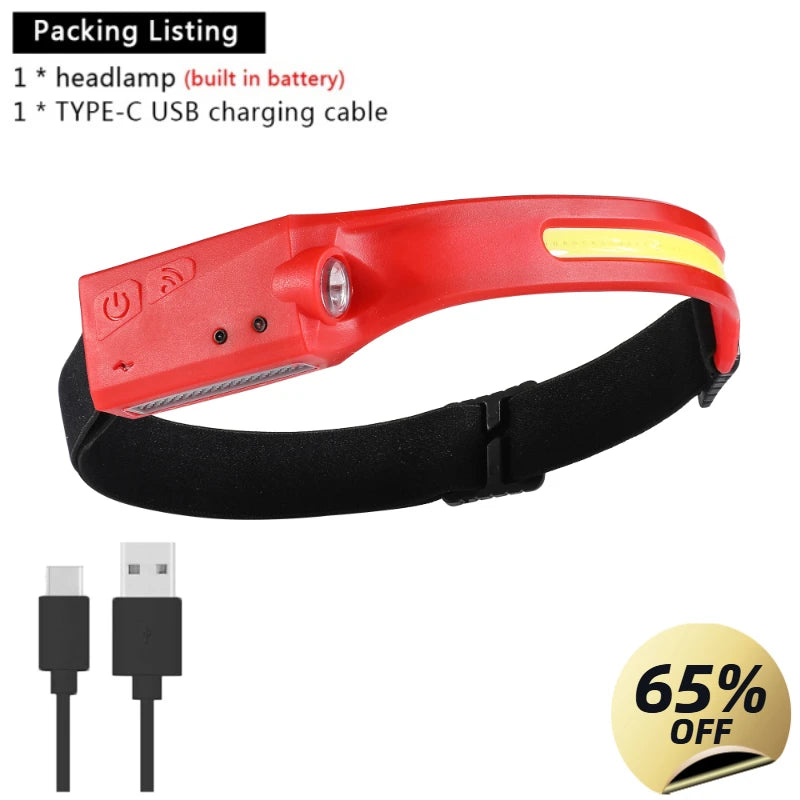 COB LED Rechargeable Headlamp – Motion Sensor, 400LM, IP65