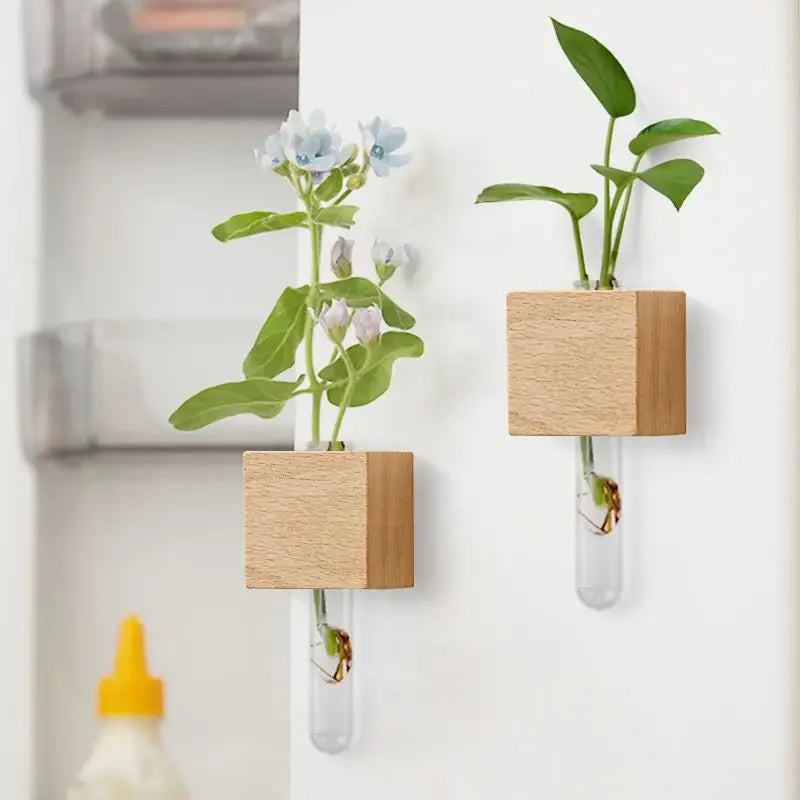 Refrigerator Stickers Test Tube Vase Home Decor Hydroponic Vase Living Room Wall Decoration Magnetic Vase Oasis Select