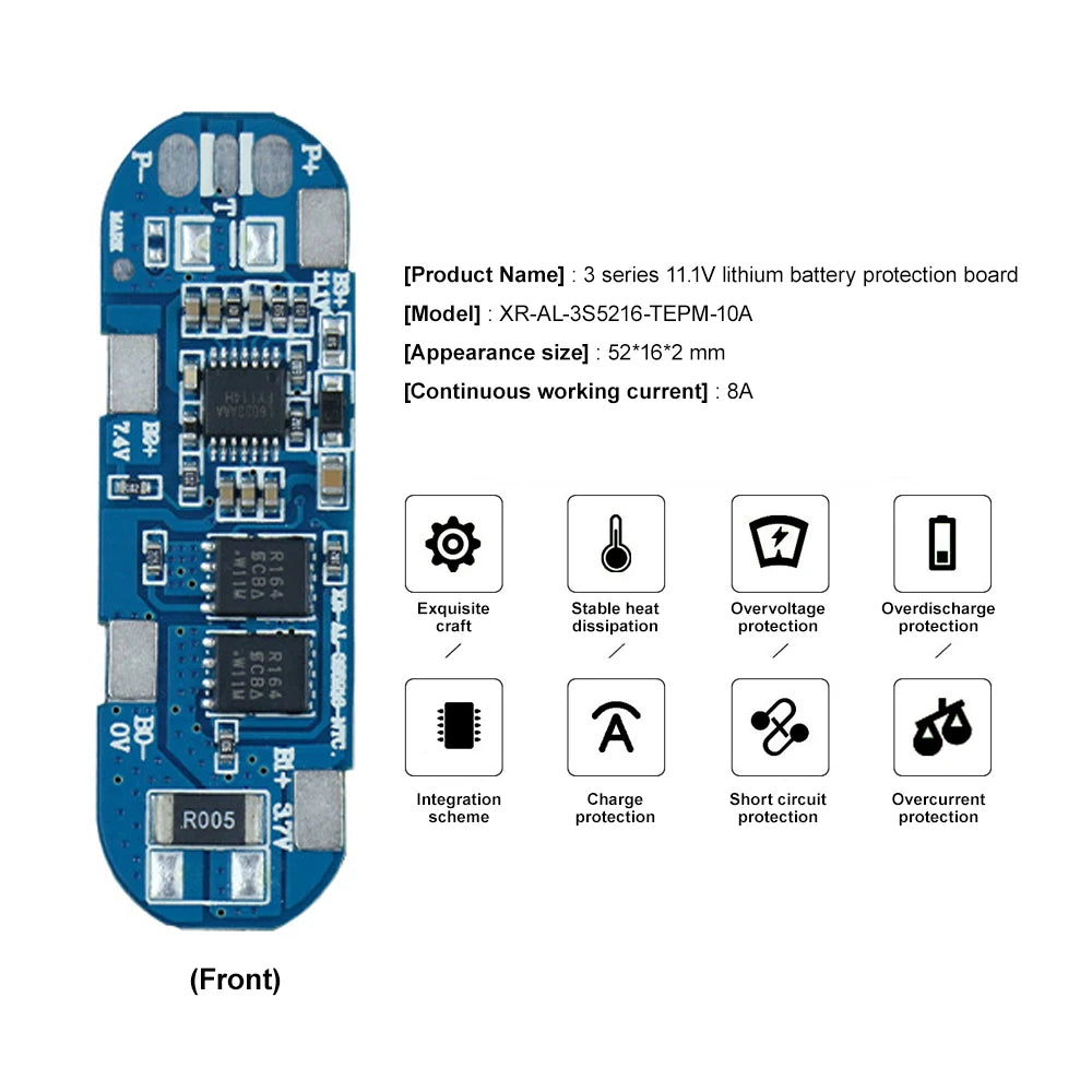 BMS 3S 8A 11.1V Same Port 18650 Li-ion Battery Charging Protection Board Battery Balancer PCB BMS Power Bank Charge Module Oasis Select