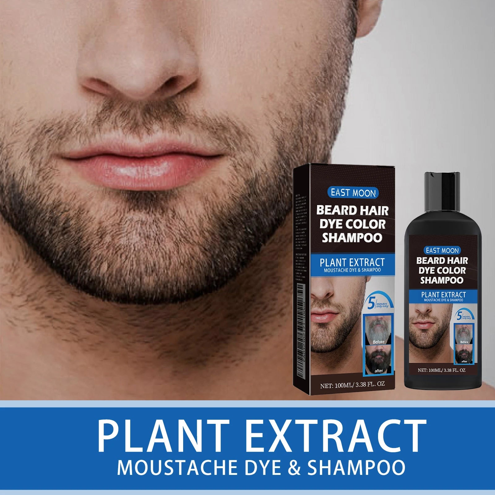East Moon Herbal Black Hair & Beard Dye Shampoo for Men 100ml Hair & Beard Dye Shampoo Oasis Select