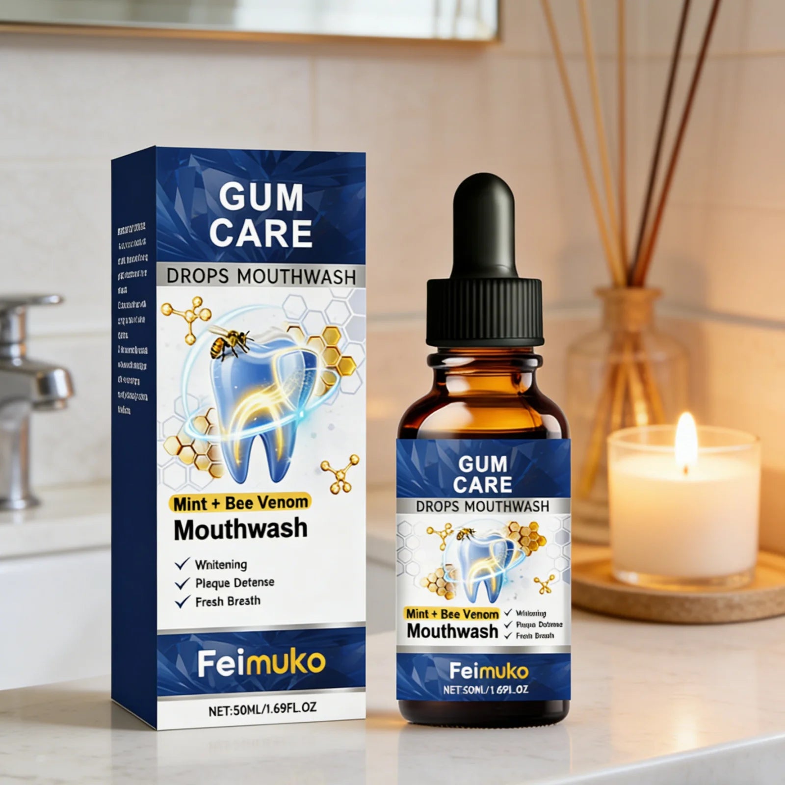 Feimuko Bee Venom Gum Care Mouthwash – Teeth Whitening 50ml Gum Care Mouthwash Oasis Select