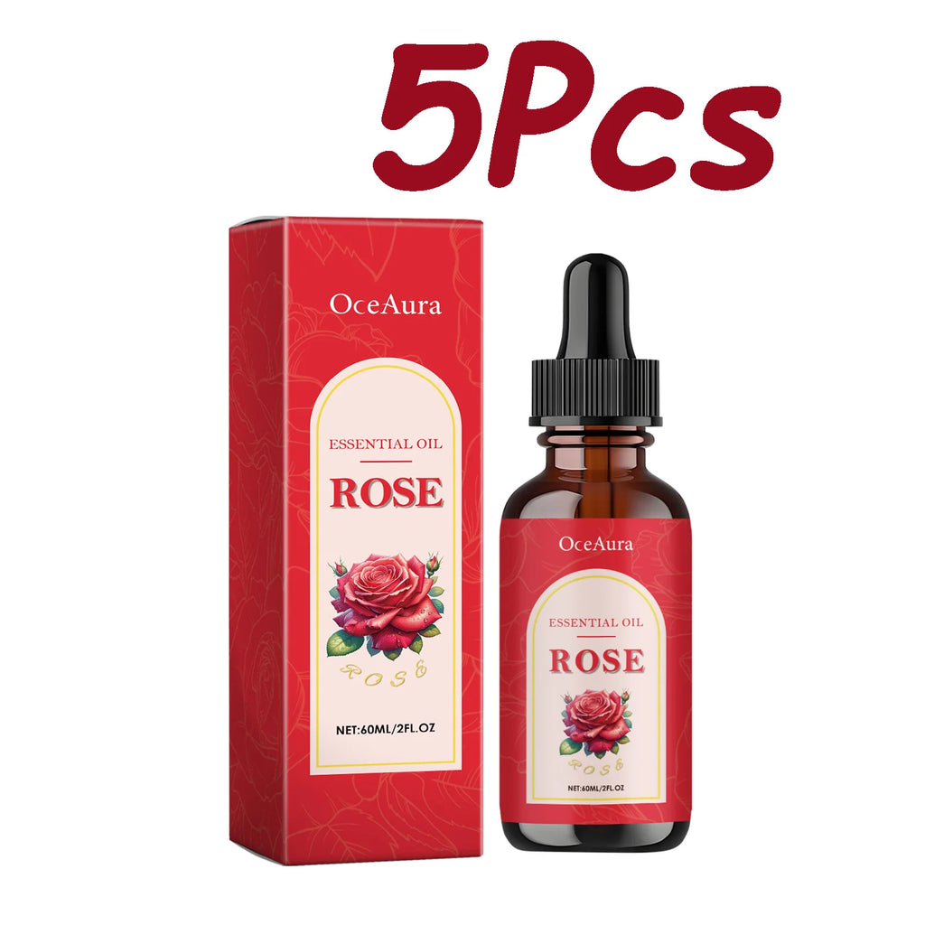 Rose Essential Oil Nourishing Moisturizing Soothing Dryness Skin Soften Delicate Smoothing Massage Essential Oil for Face Body Oasis Select 5Pcs 60ml Boxed