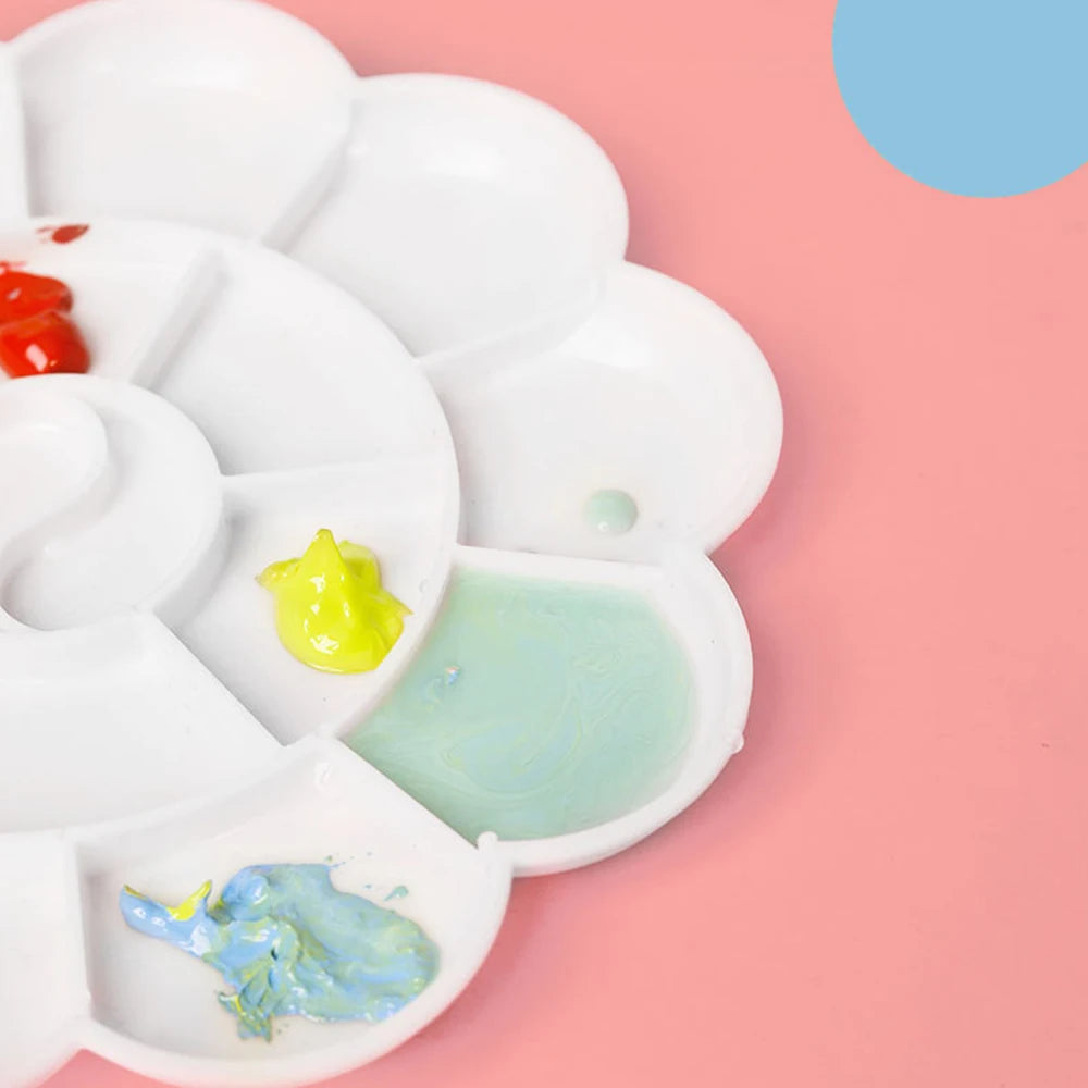 1-5PCS Flower Painting Palette Wells Plastic Reusable Artists Acrylic Watercolor Oil Portable Easy Clean Mixing Tray Oasis Select