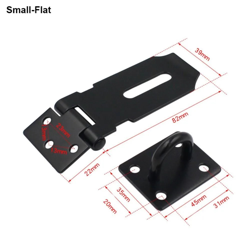 Padlock Hasp Door Clasp Lock 90 Degree Right Angle Shed Gate Latch Household Burglar-proof Bolt Door Buckle with Mounting Screw Oasis Select S-Flat Black