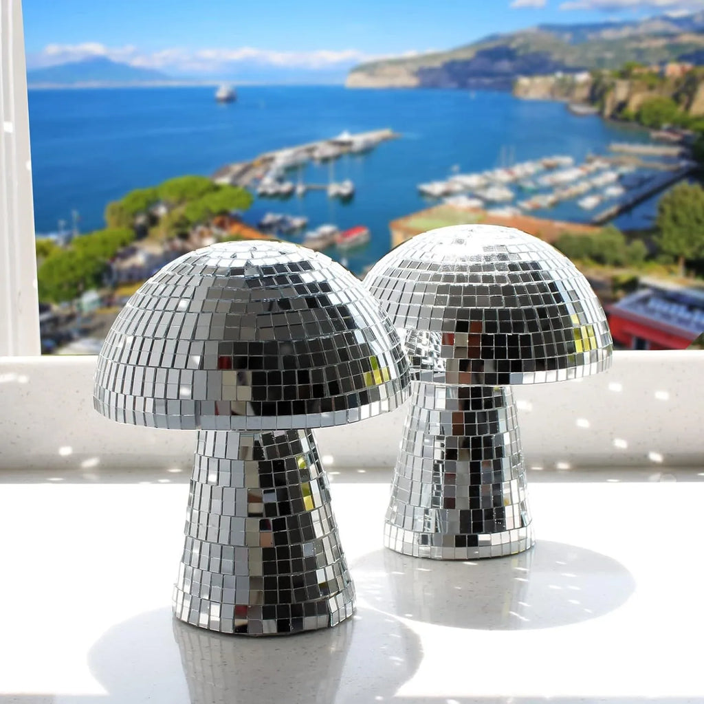 Mushroom Disco Ball Mirror Reflective Home Decoration Crafts Mushroom Ornaments Technology Bar Atmosphere Decoration Miniatures Oasis Select