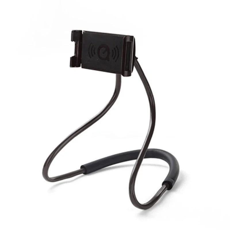 1PC Flexible Hands-free Phone Holder, Lazy Necklace Bracket for Bed, 360° Rotatable Cellphone Stand for iPhone Samsung Xiaomi Oasis Select black