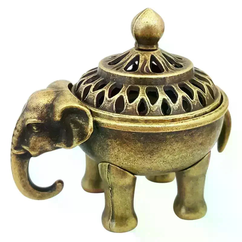 Elephant Lucky Incense Burner Metal Lotus Incense Burner Bowl Incense Holder With Handle Yoga Meditation Home Decor AncientStyle Oasis Select