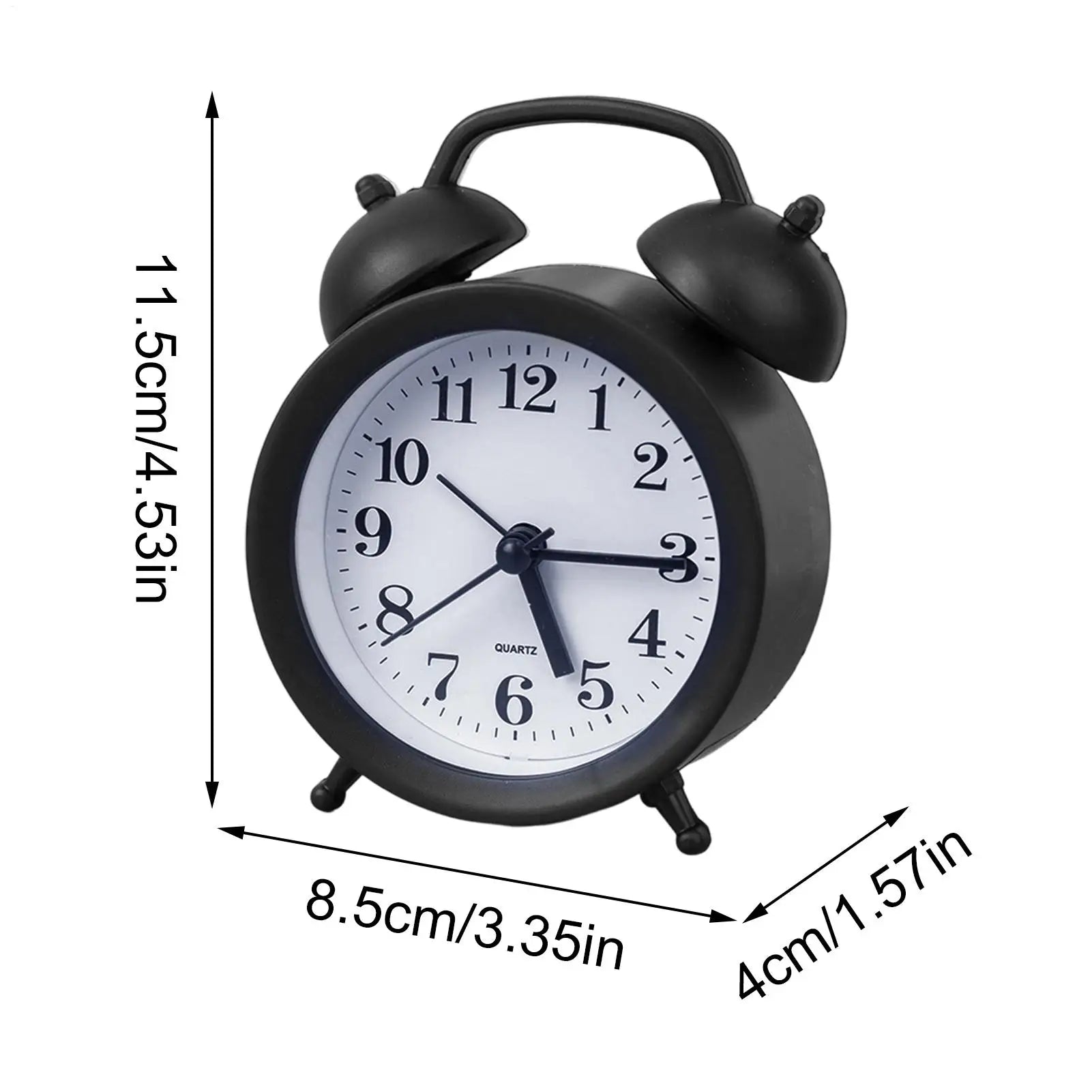 Retro Alarm Mechanical Double Bell Home Office Desktop Metal Alarm Clock Desk Table Analog Clock Silent for office home Oasis Select