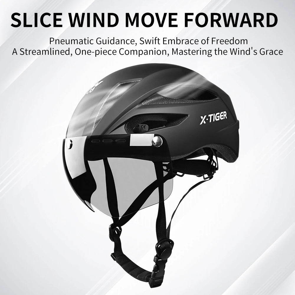 X-TIGER Cycling Helmet Lightweight One-piece Helmet Breathable With Magnetic Goggles Head Safety Helmet MTB Road Bike Helmet Oasis Select