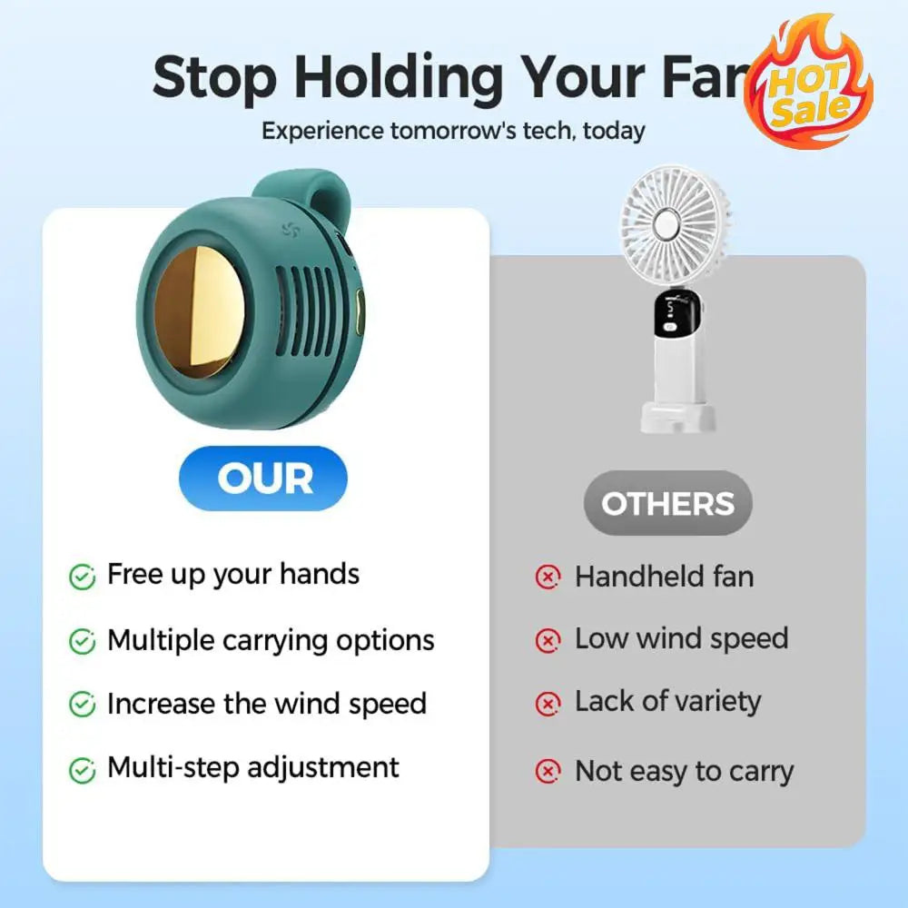 2026 New Portable Silent Mini Bladeless Electric Fan USB Rechargeable Mini Bladeless Fans Adjustable 3-Speed for Shirt Waist Oasis Select