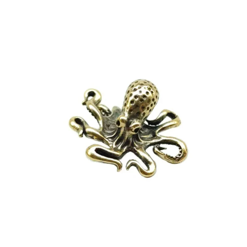 Brass Octopus Home Decoration Antique Copper Animal Figurines Miniatures Desk Ornament Accessories Creative Table Tea Pets Craft Oasis Select 1pcs