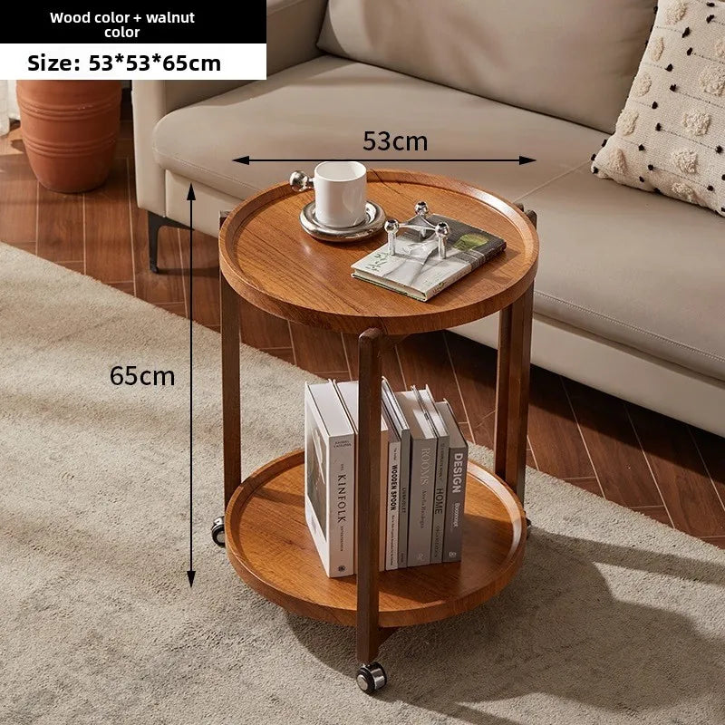 Multi-functional Movable trolley side table Living room coffee table Movable coffee table sturdy and durable Oasis Select Walnut Rack F