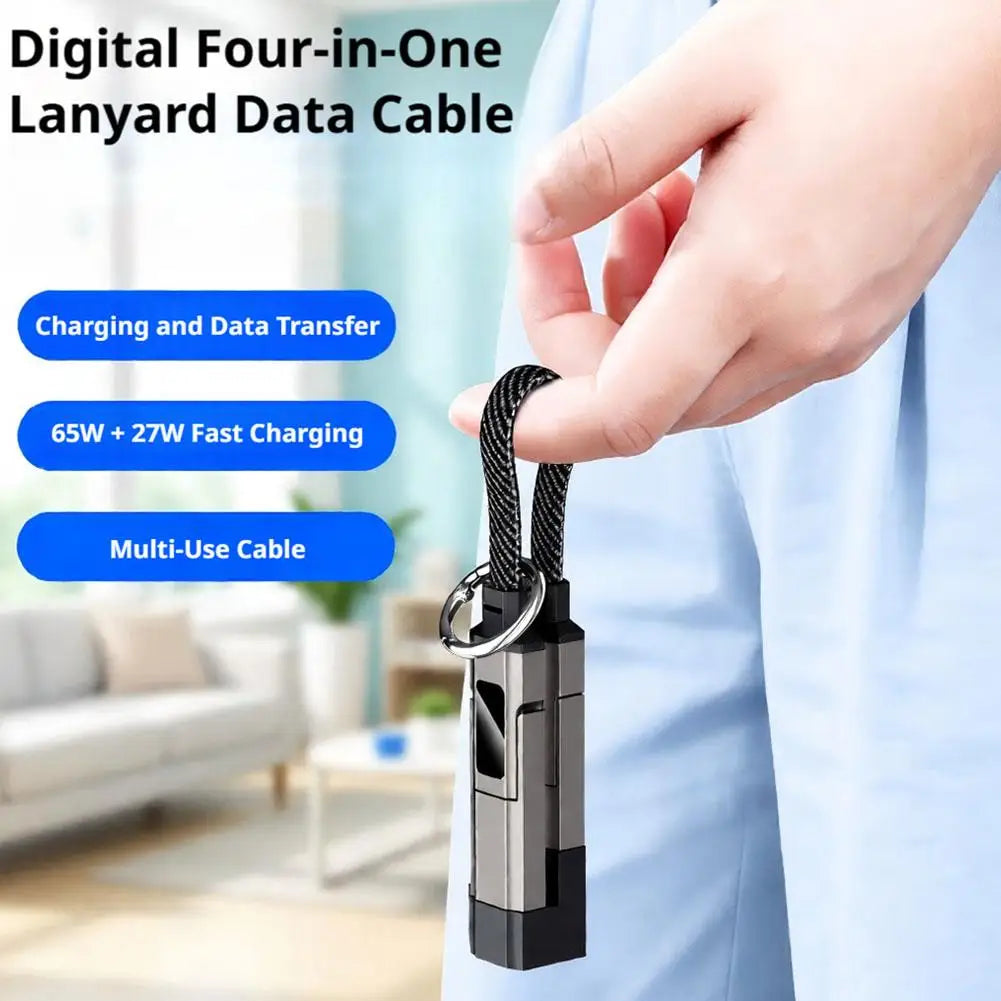 PD 65W USB C to USB C Fast Charging Cable, 4 in 1 Digital Display Type C Keychain Short Mobile Phone Charging Cord Oasis Select