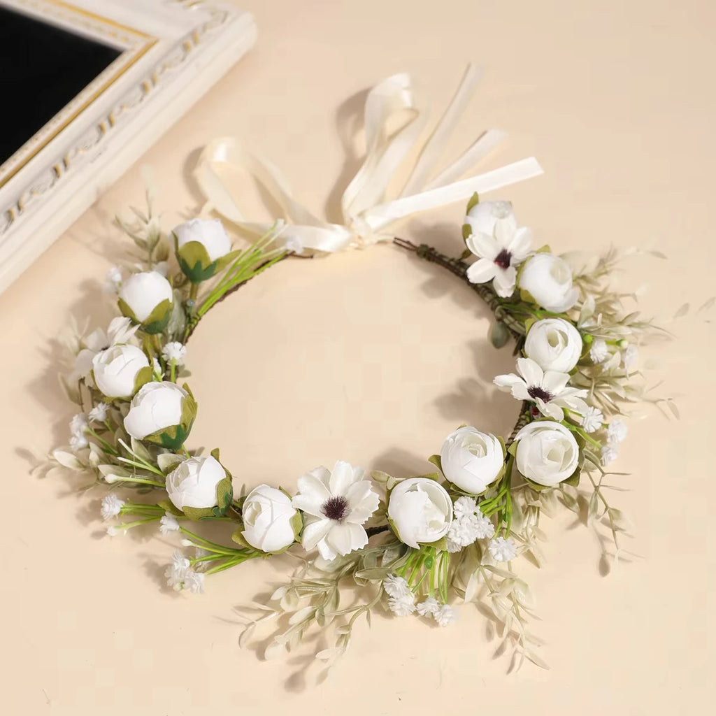 Forest Style Garland Bride Super Fairy Simulated Baby's Breath Flower Headdress Kidsren's Photo Hair Accessories Oasis Select