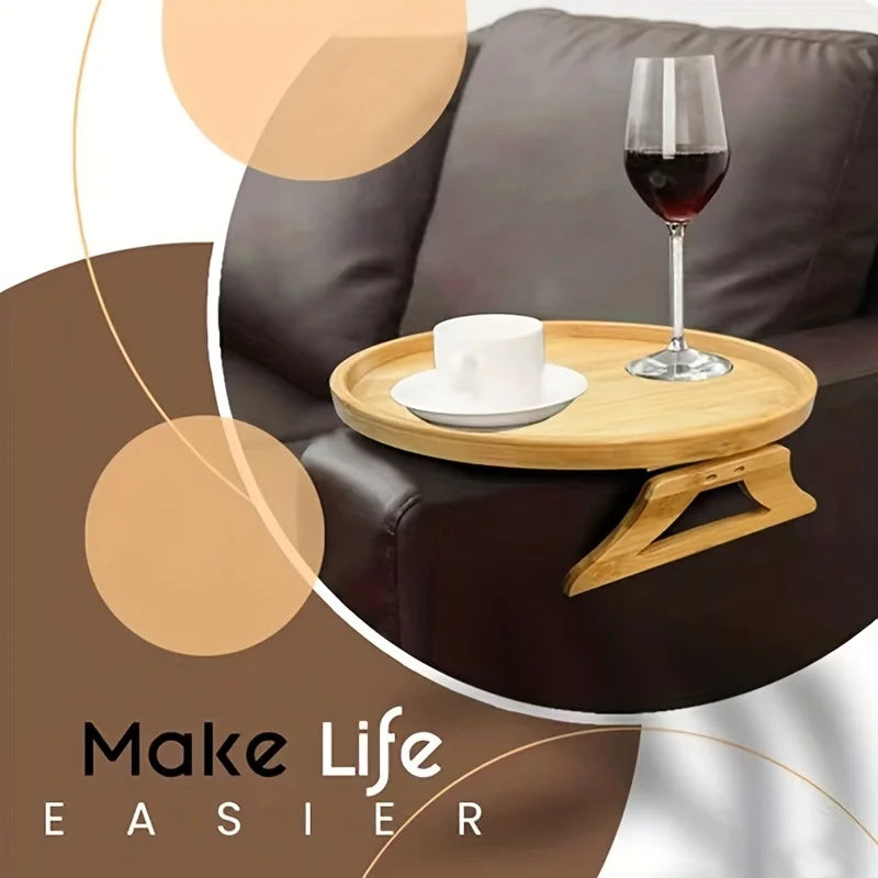 Sofa Tray Table Sofa Armrest Clip-On Tray Natural wooden Sofa Tray Practical TV Snack Tray for Remote Control Coffee Snacks Oasis Select