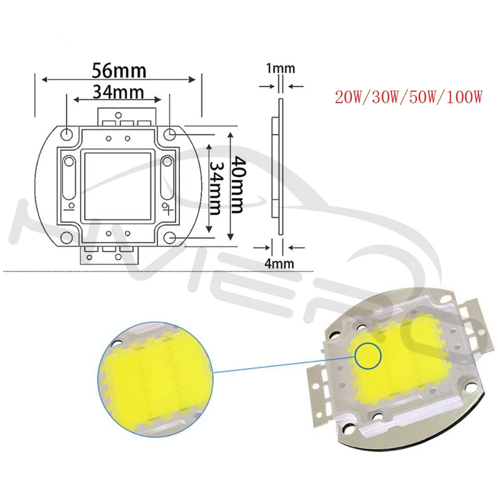 10W 30W 100W LED Light Chip Warm White DC 12V 36V COB Integrated LED Lamp Chip DIY Lighting Projects Floodlight Spotlight Bulb Oasis Select