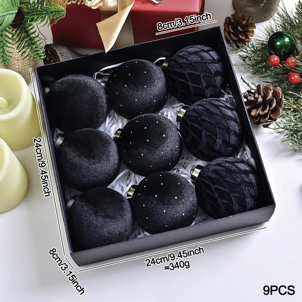 Velvet Rhinestone Christmas Ornaments Exquisite Luxury Christmas Decorations Tree Pendants Gift Box Oasis Select Black