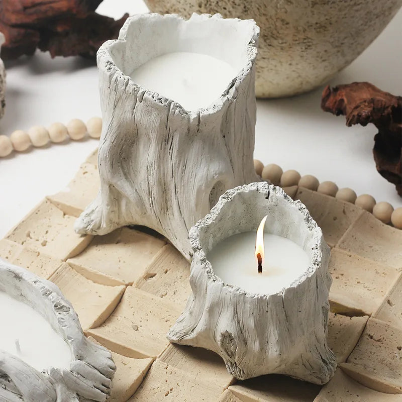 Retro Imitation Antique Simple Ceramic Household Aromatherapy Candle Cup Candle Empty Cup Candlestick Decoration Wax Container Oasis Select