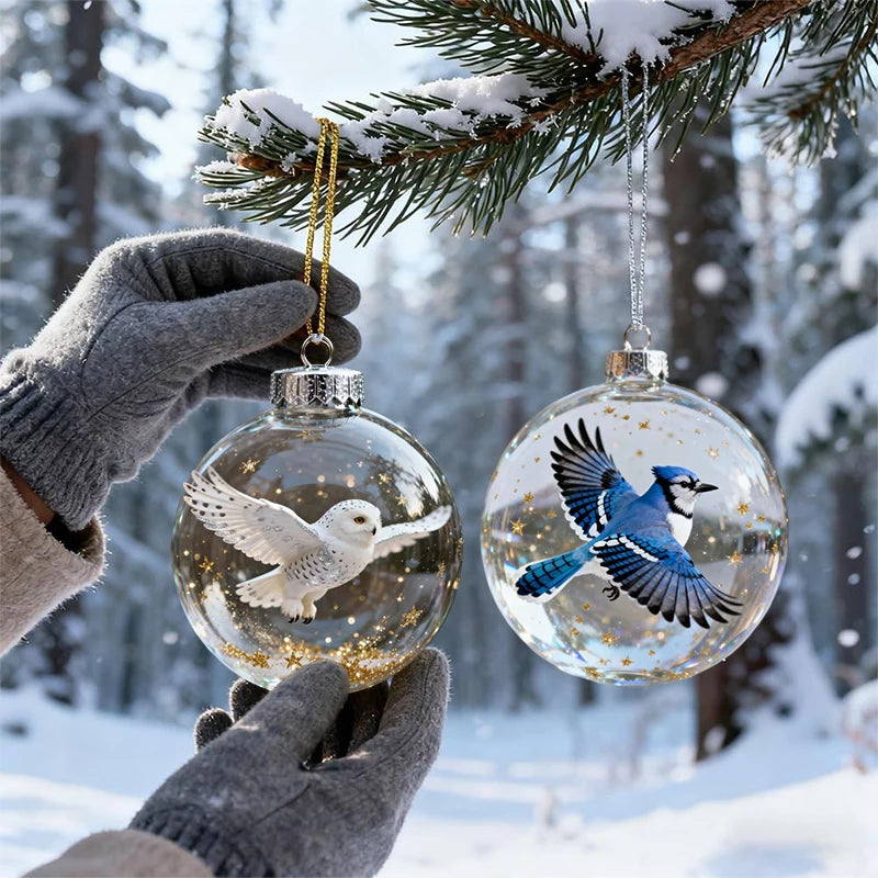Hummingbird Christmas Ball Ornament | 3D Clear Plastic Tree Decor