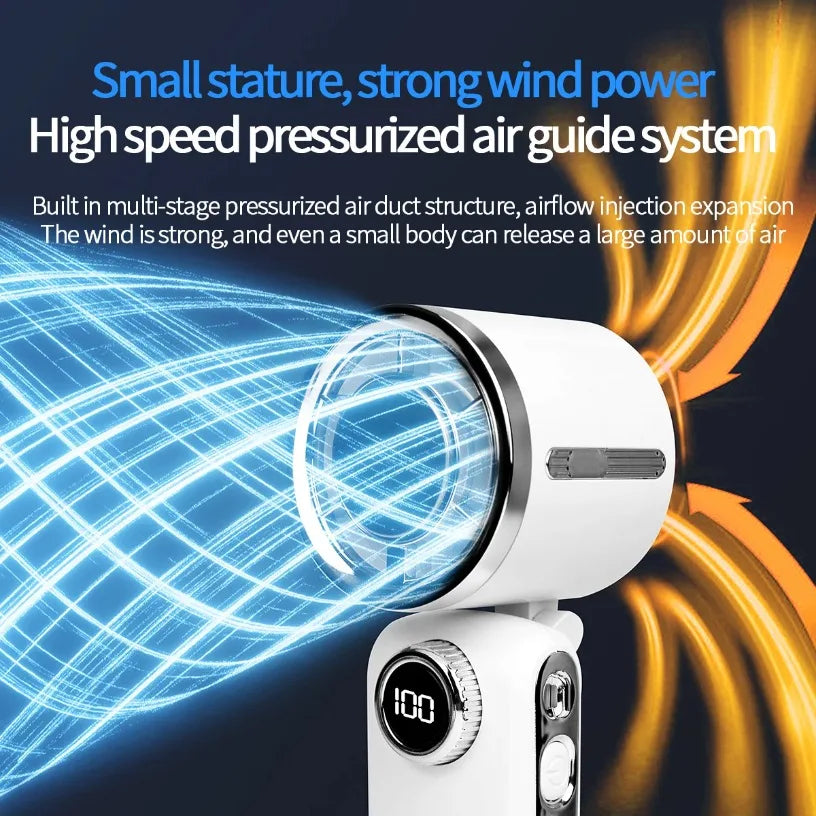 3 In 1 Foldable Handheld Fan Semiconductor Cooling 16°C Ice Wind 100 Speed 3600mAh LED Display Portable Fan For Outdoor Office Oasis Select