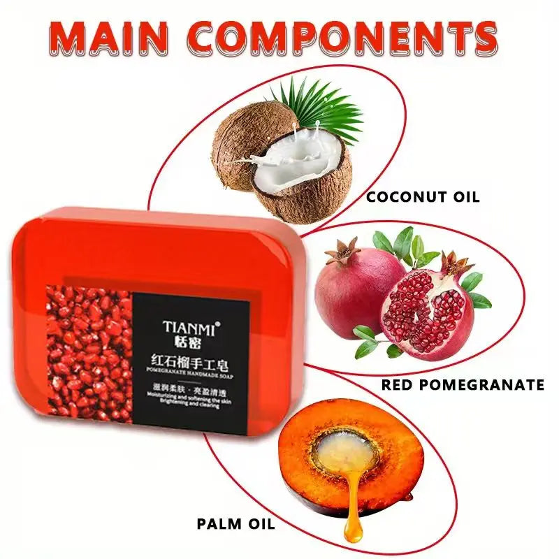 2PCS Pomegranate Handmade Soap, deep cleansing and bathing for the whole body, replenishes moisture and nourishes the skin Oasis Select