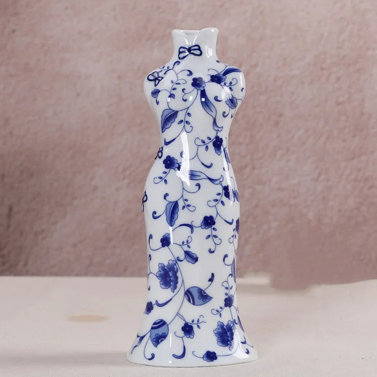 Chinese Table Antique Blue White Porcelain Vase Decoration Crafts