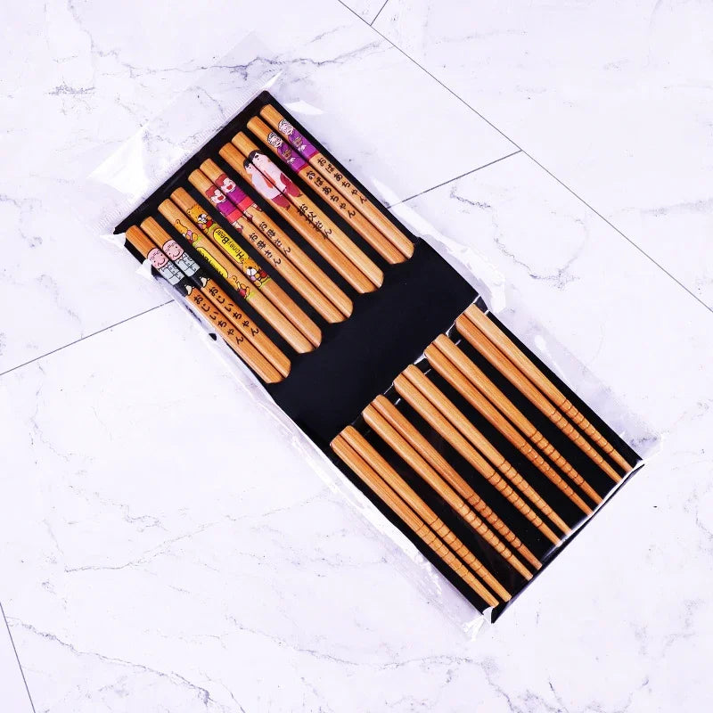 5Pair Japanese Style Wood Chopsticks Color Reusable Chopstick Red Sandalwood Noodle Tool Chinese Gift Tableware Set New 2023 Oasis Select C