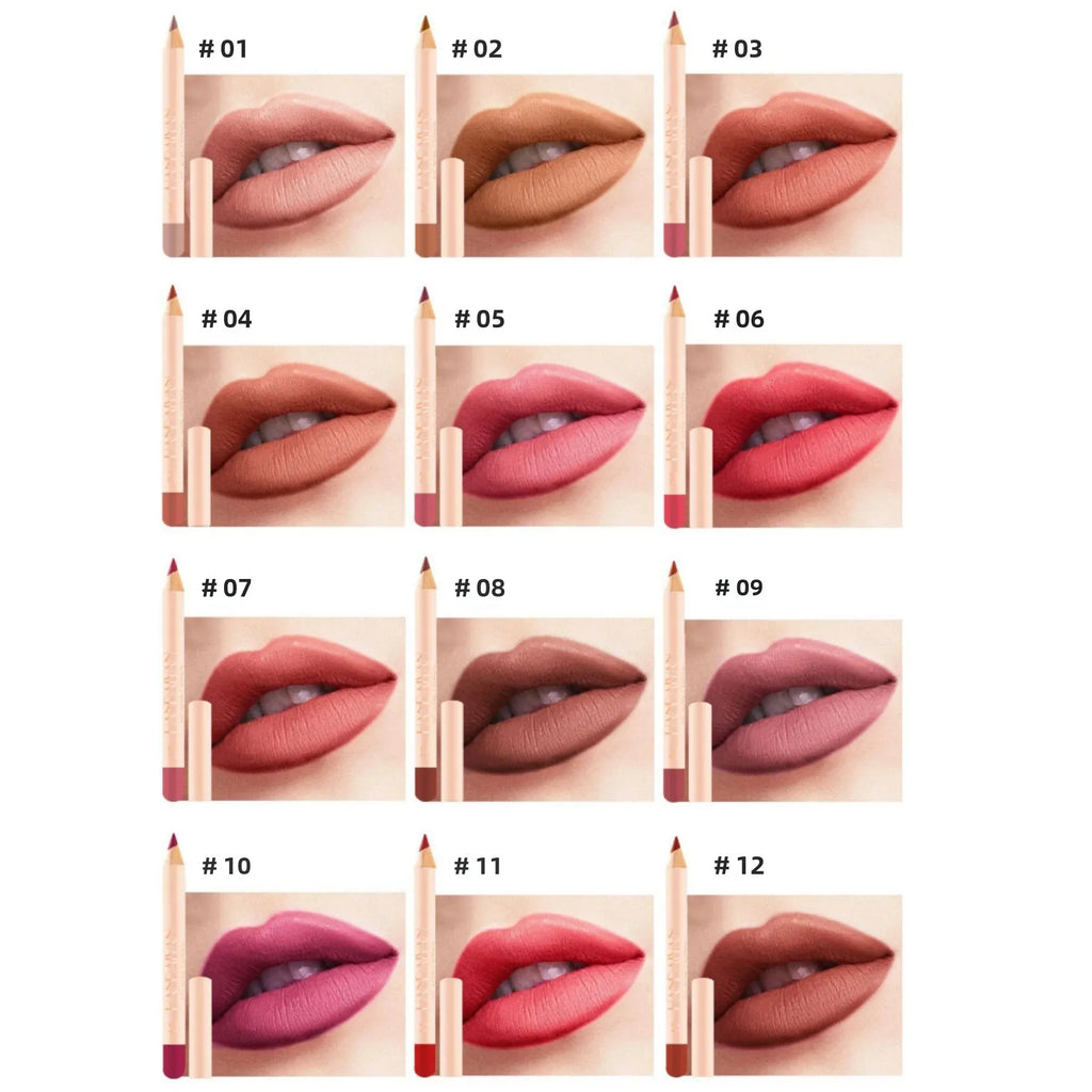 Handaiyan 12-Piece Waterproof Matte Lip Liner Set | Long-Lasting