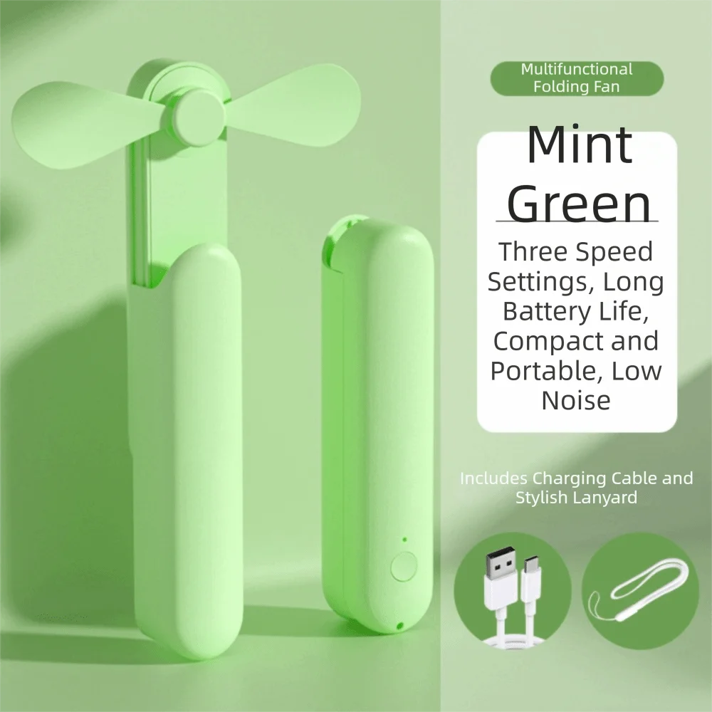 Compact Body Retractable Handheld Fan USB Charging Flexible Design Mini Handheld Fan Lightweight Quiet Operation Portable Fan Oasis Select Green