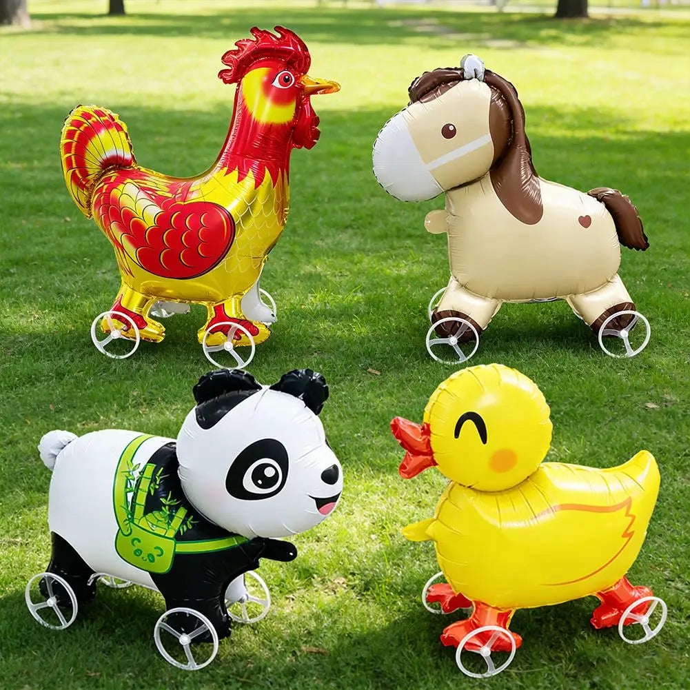 Walking Animal Foil Balloons with Wheels – Kids Party Decor