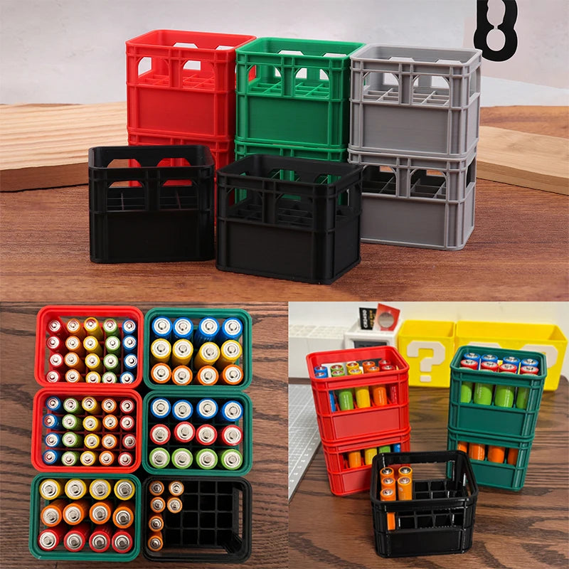 Stackable AA AAA Battery Storage Box | Beer Crate Organizer