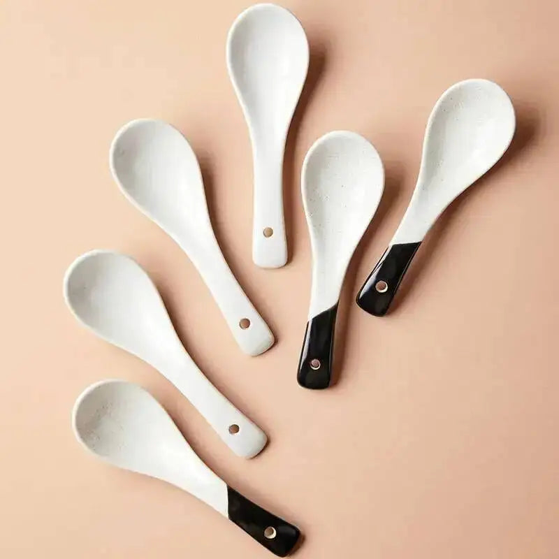 Ceramic Soup Spoon Soup noodles rice Spoon For Daily Use Kitchen Tablewear Oasis Select