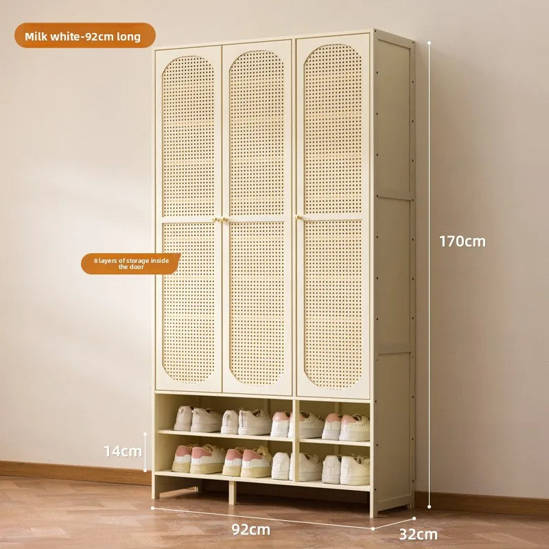 Large-capacity outer corridor multi-layer vertical shoe rack at the entrance of the household entrance Oasis Select white three doors 92