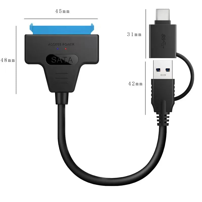 SATA to USB 3.0 Type-C Adapter Cable Up To 6 Gbps High Speed Support 2.5 Inch External HDD SSD Hard Drive 22 Pin Sata III Cable Oasis Select