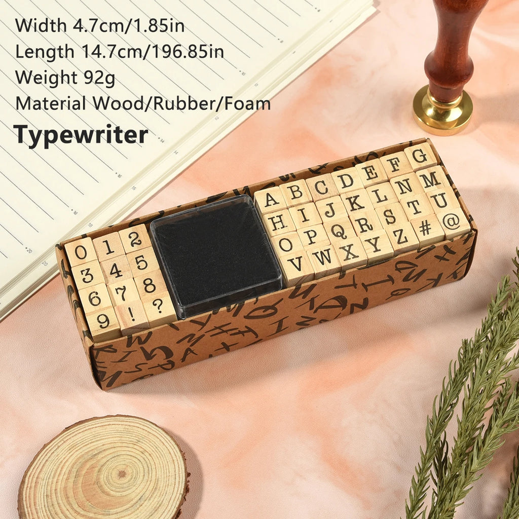 40Pcs Alphabet Stamps Vintage Wooden Rubber Letter Standard Stamp Set for Craft Card Making Planner Scrapbooking Journals Oasis Select daziji